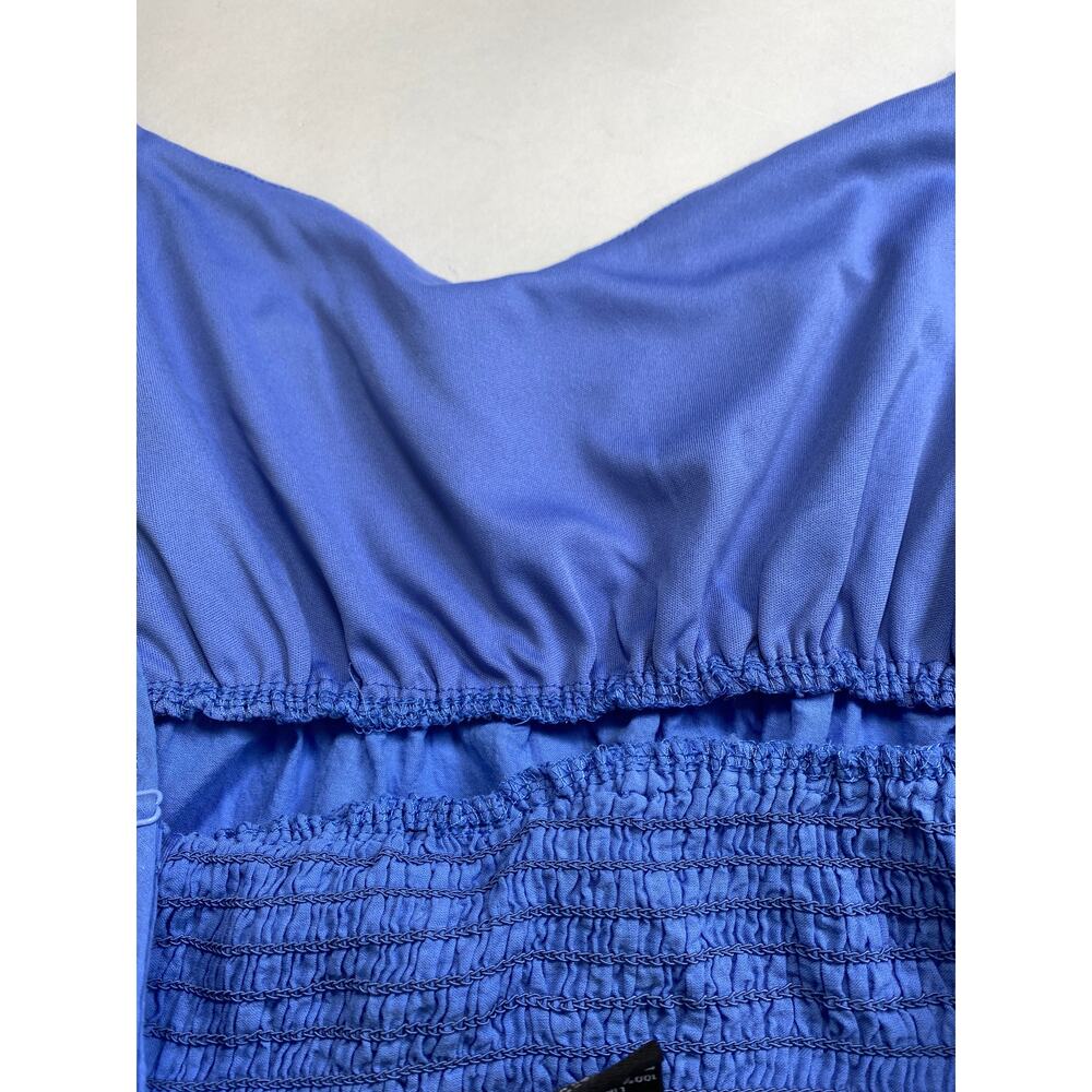 Babydoll Blue Cotton Eyelet Smocked Tank Top Size XL Fairy Cottagecore Y2K Pinup - Picture 9 of 10
